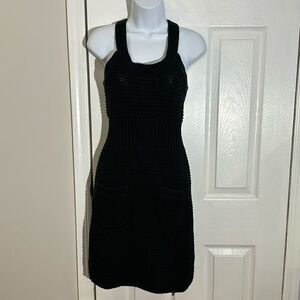 Club Monaco Women's Mixed‎ Stitch Pointelle sleeveless fitted knit dress size SP